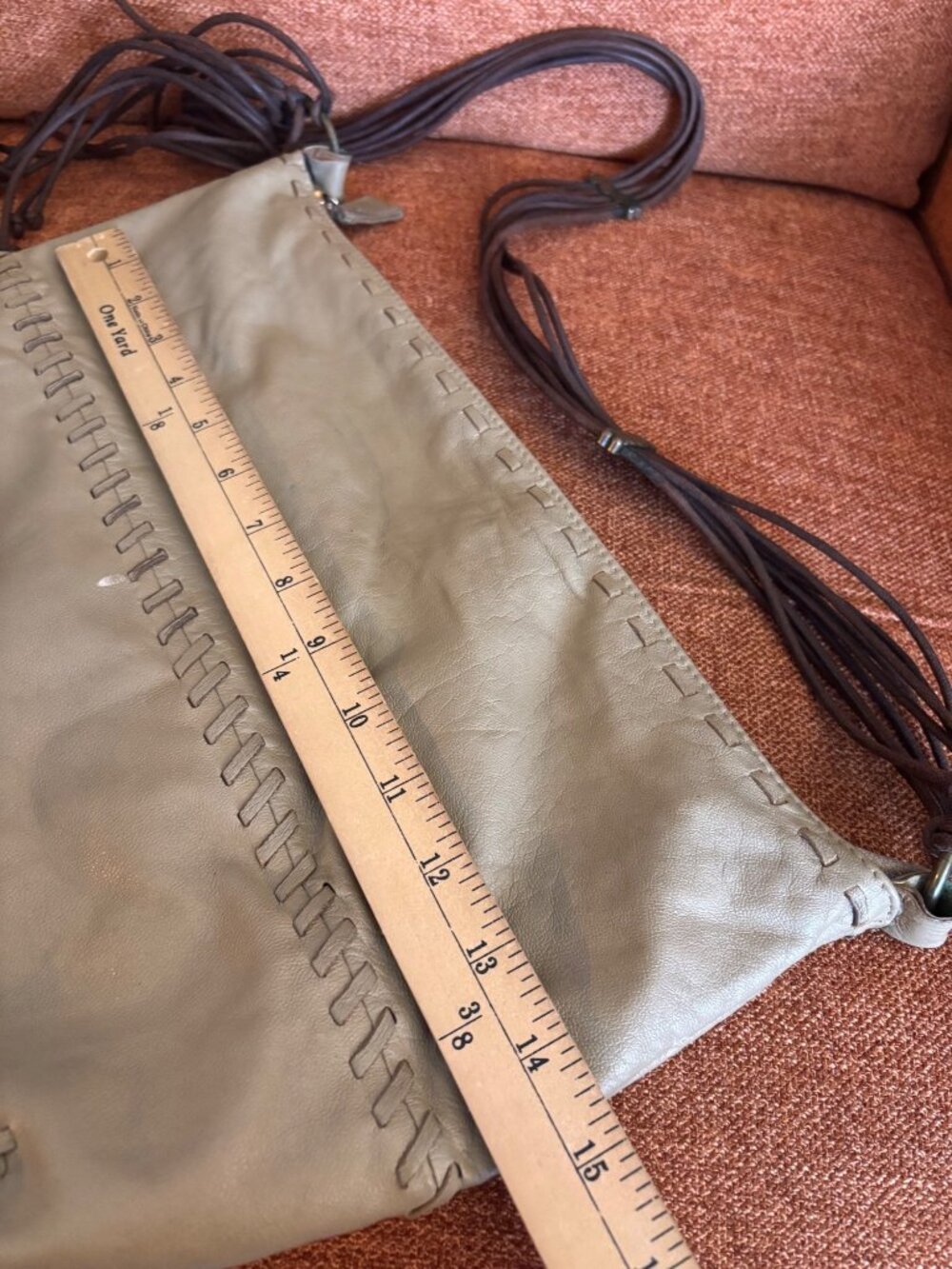 Vintage Desmo Italian Leather Hobo Bag Braided Brown Strap & Brass Accents - Picture 8 of 16